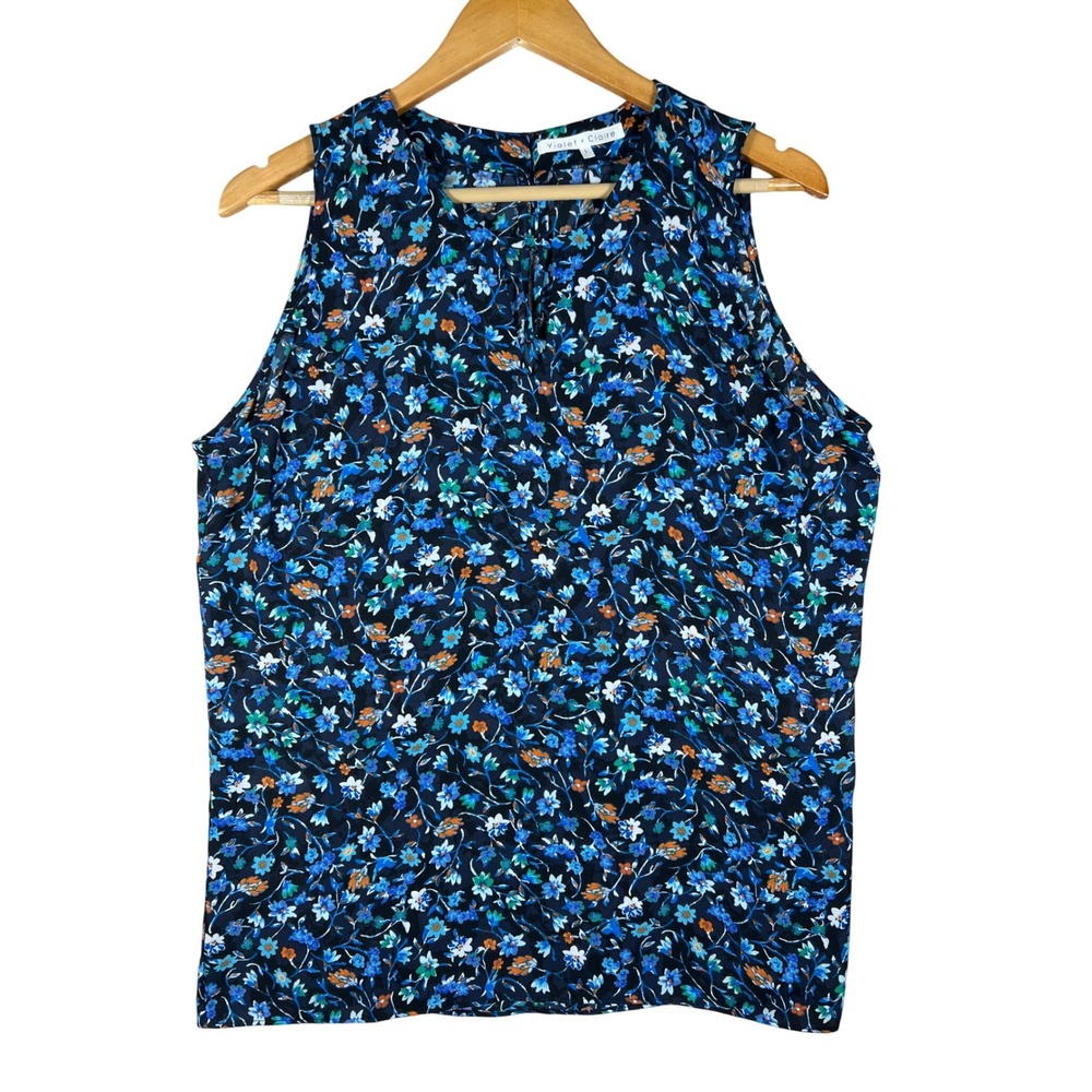 Violet + Claire BOHO Floral Print Sleeveless Blouse Top  Women's‎ L Flowy Light